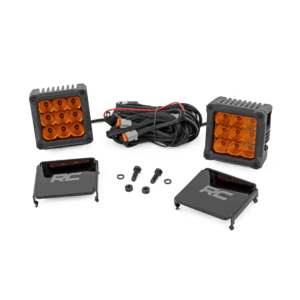 ROUGH COUNTRY - 4 INCH CHROME SERIES LED AMBER LIGHT PODS / SQUARE AMBER DRL PAIR